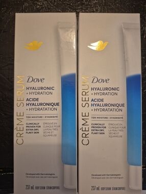 2 Dove Hyaluronic + Hydration Crème Body Serum. Hydrating Extra Dry Flaky Skin